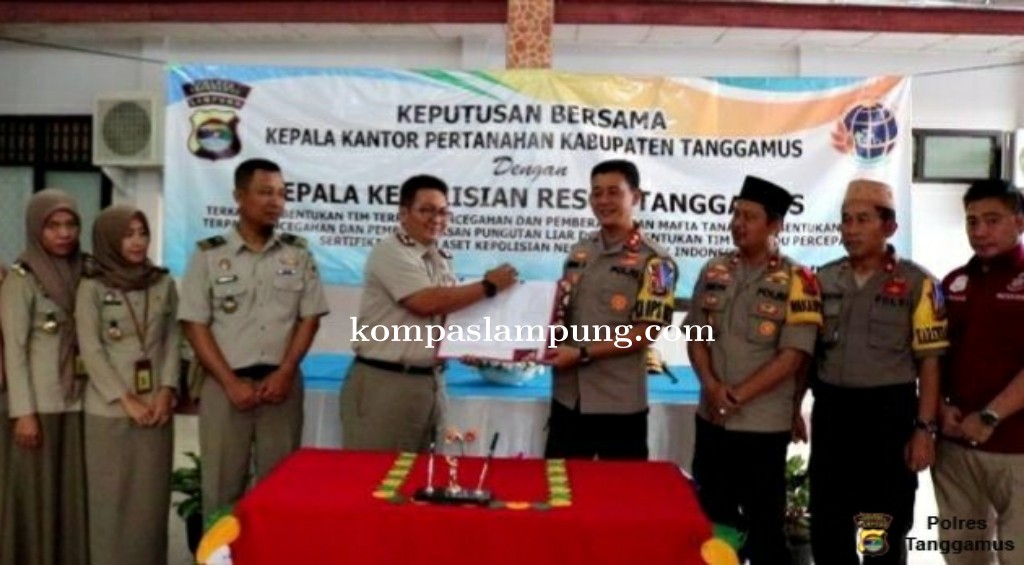 Polres Tanggamus dan BPN Gelar MoU Pembentukan Tim Terpadu Berantas Mafia Tanah dan Pungli
