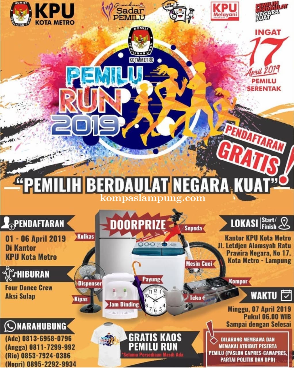 Pendaftaran Geratis Ikuti Pemilu Run 2019, Bertabur Hadiah