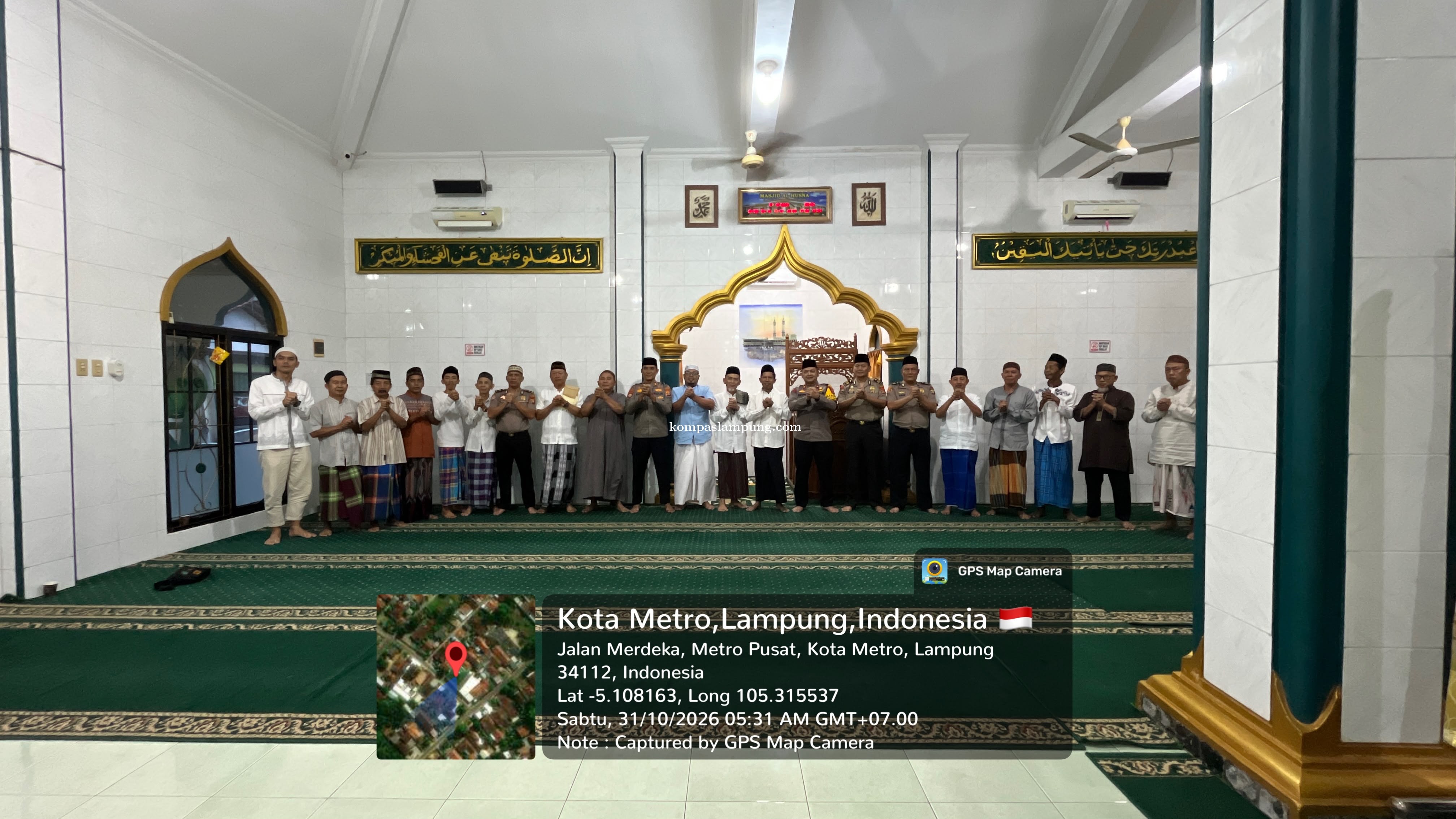 Polres Metro Gelar sholat Subuh Berjamaah di Masjid Al Husna Way Laga Kota Metro 