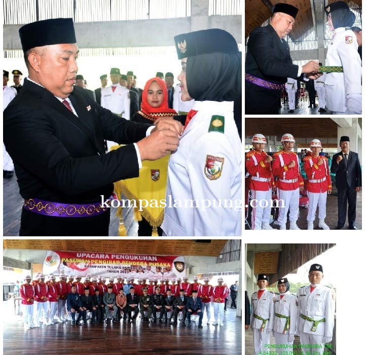 Pengukuhan Paskibra Tingkat Kabupaten Oleh Umar Ahmad, Sp Bupati Tulang  Bawang Barat