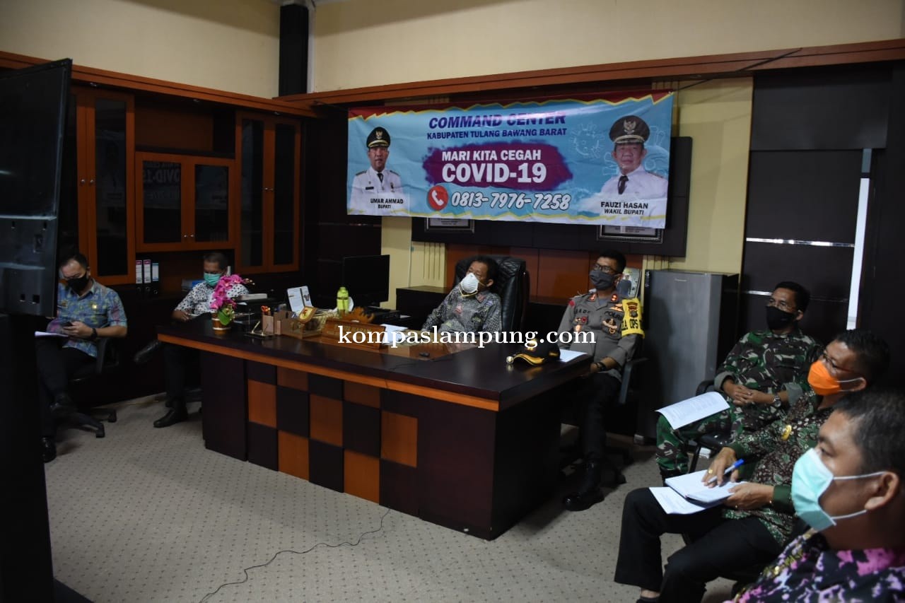 Wakil Bupati Tubaba Lakukan Rapat Koordinasi Pengendalian Covid-19 Melalui Vidio Teleconference