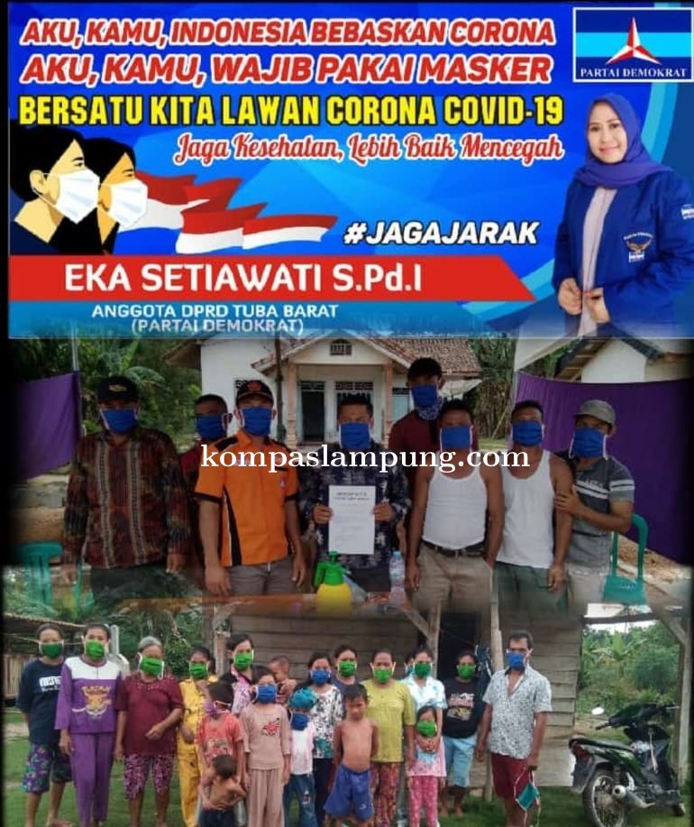 Anggota DPRD  Partai Demokrat Tubaba Bagikan Ratusan Masker Secara Gratis 