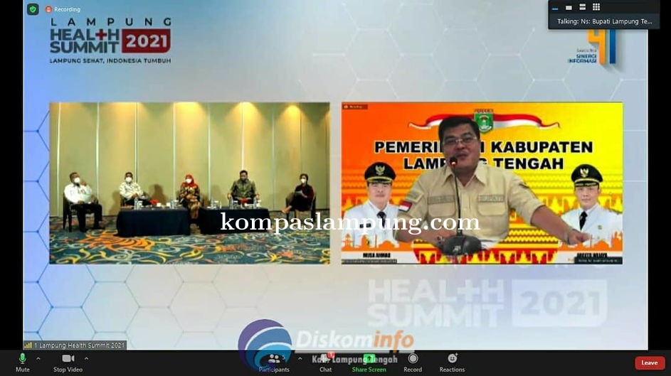 Bupati Lamteng Jadi Narasumber Dalam Acara Lampung Health Summit 2021