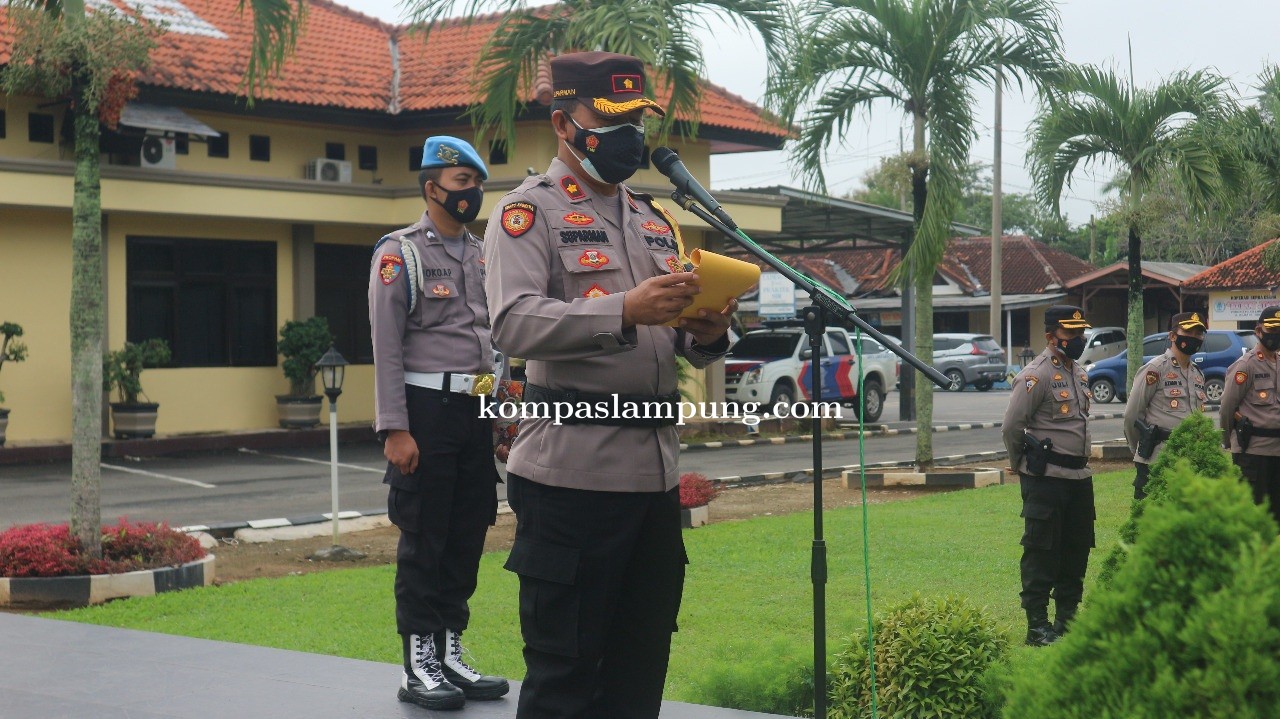 Wakapolres Lampung Tengah Pimpim Langsung  Gelar Apel Kesiapan Penangan Covid-19