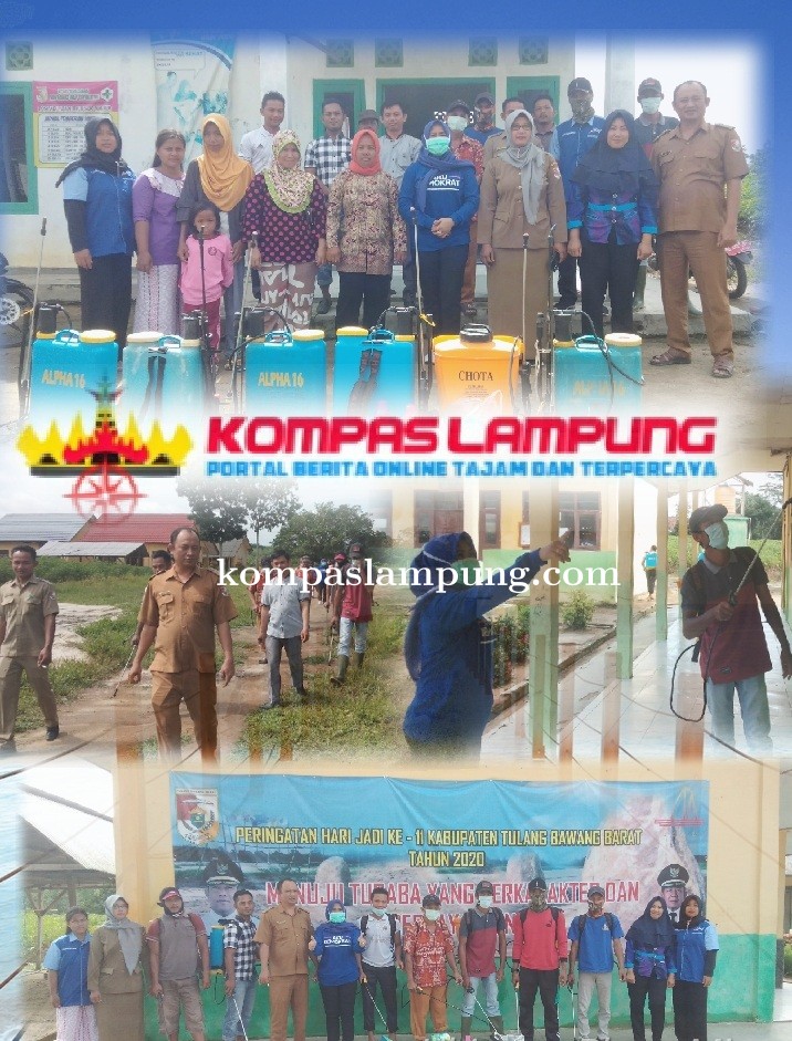 Cegah Corona Tiyuh Sido Makmur Lakukan Penyemprotan Desinfektan Hasil Racikan Sendiri