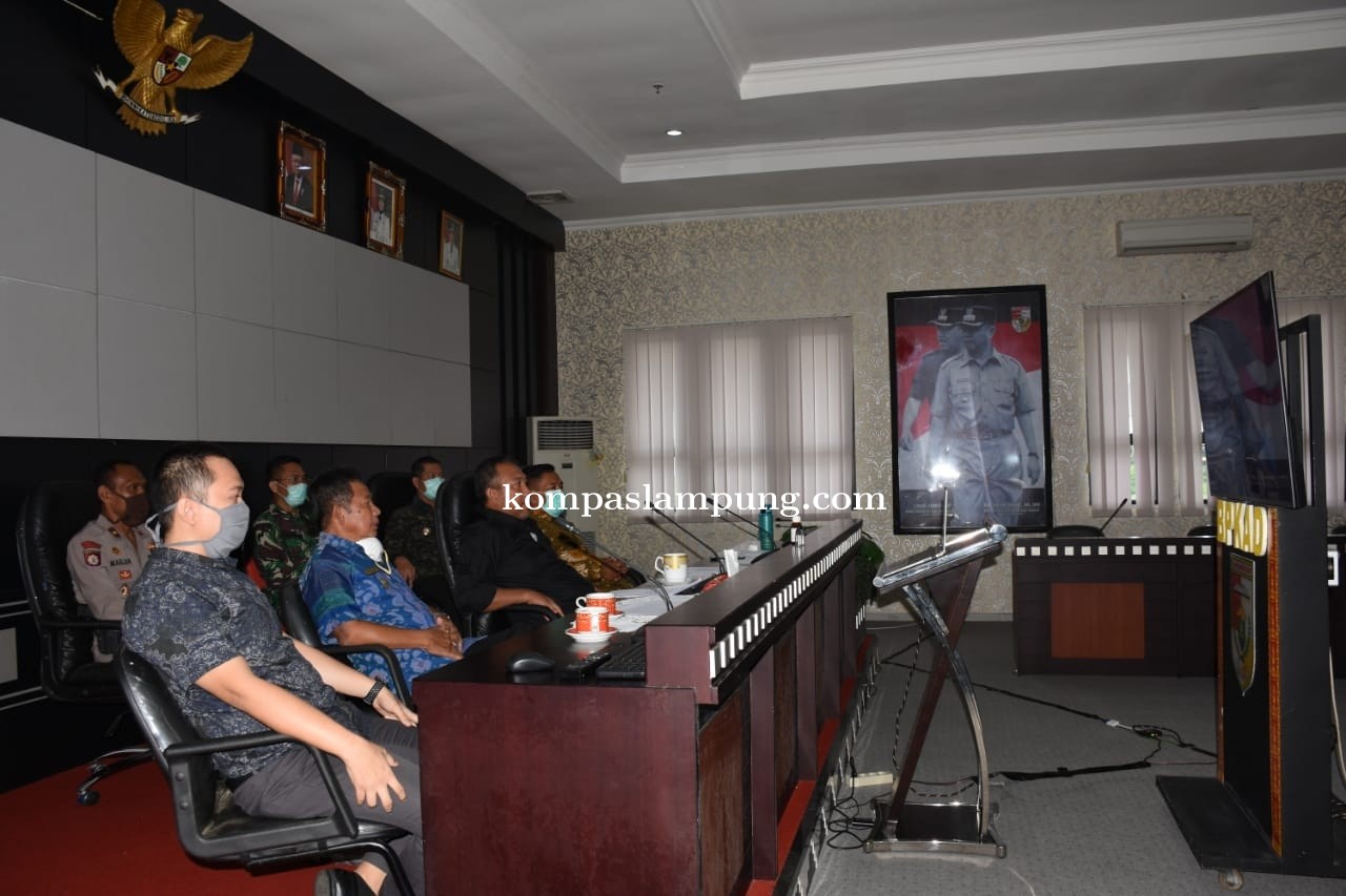 Penanganan Corona Bupati Tubaba Teleconference Dengan Gubernur Dan Bupati/Walikota Se-Lampung