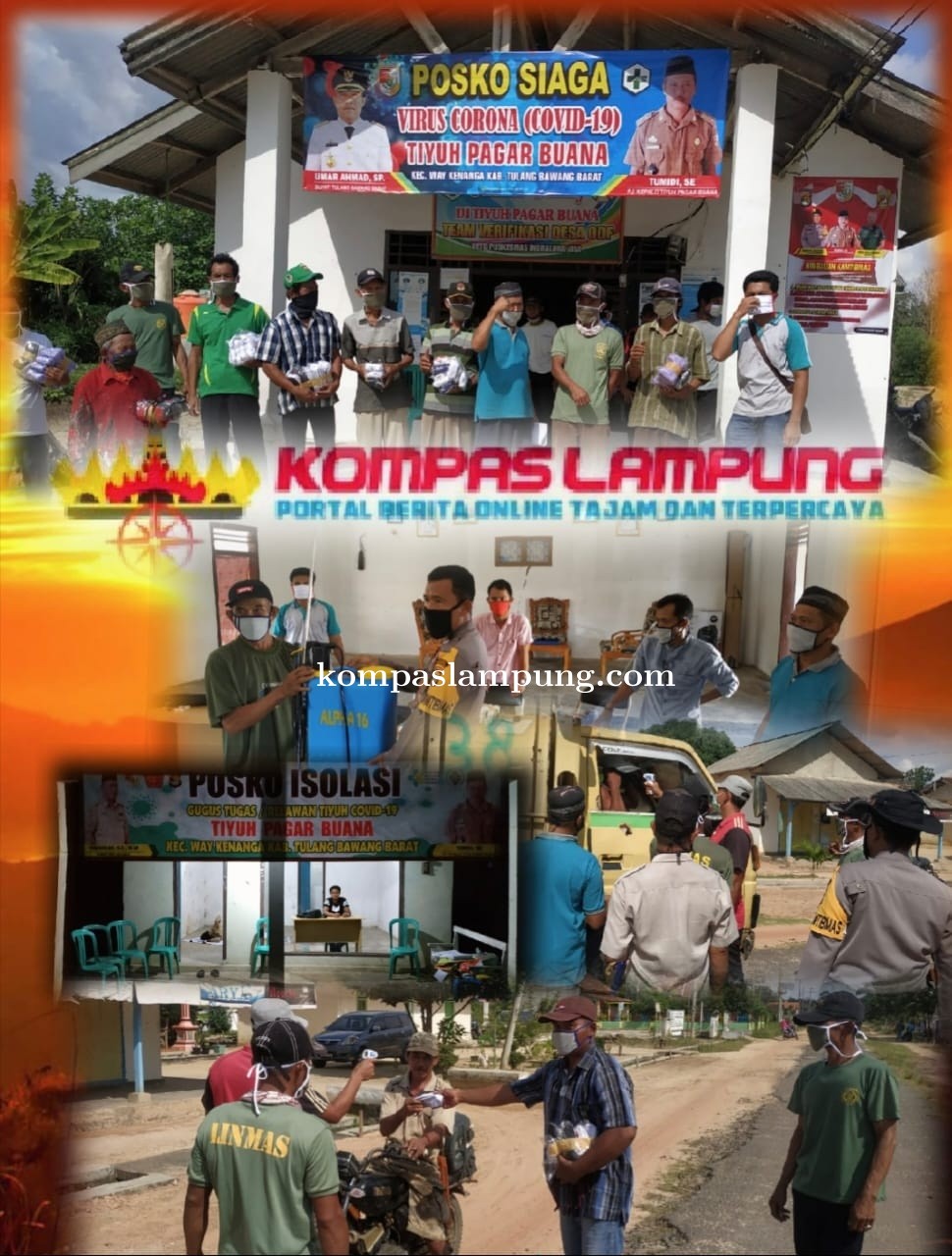 Antisipasi Covid-19 Pemerintah Tiyuh Pagar Buana Bagikan Masker 3300 Dan Penyemprotan Disinfektan 