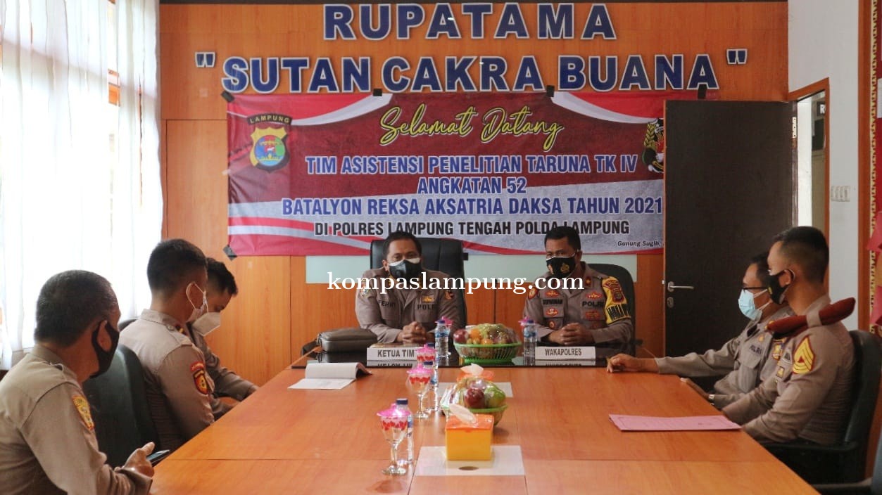 Kunjungan Tim Asistensi Penelitian Taruna TK IV Angkatan 52 Di Polres Lampung Tengah 