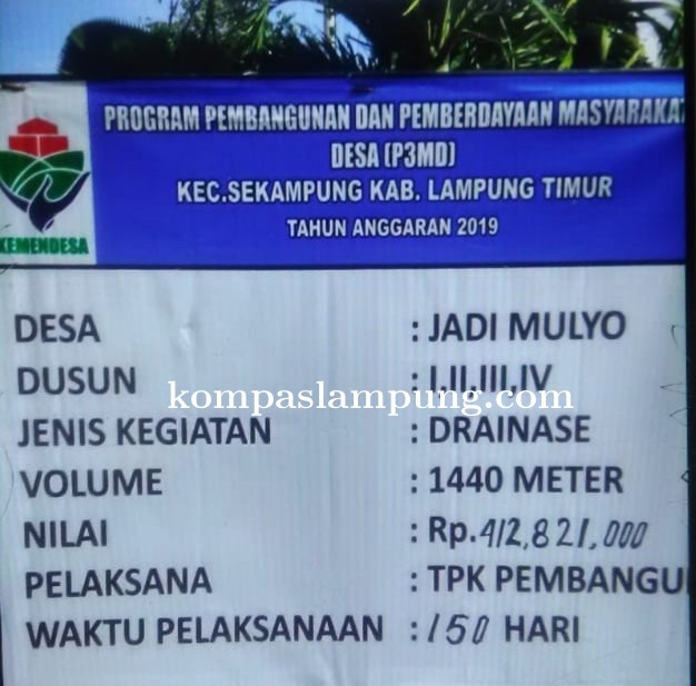 Pembangunan Drainase Desa Jadi Mulyo Layak Di Tinjau Ulang
