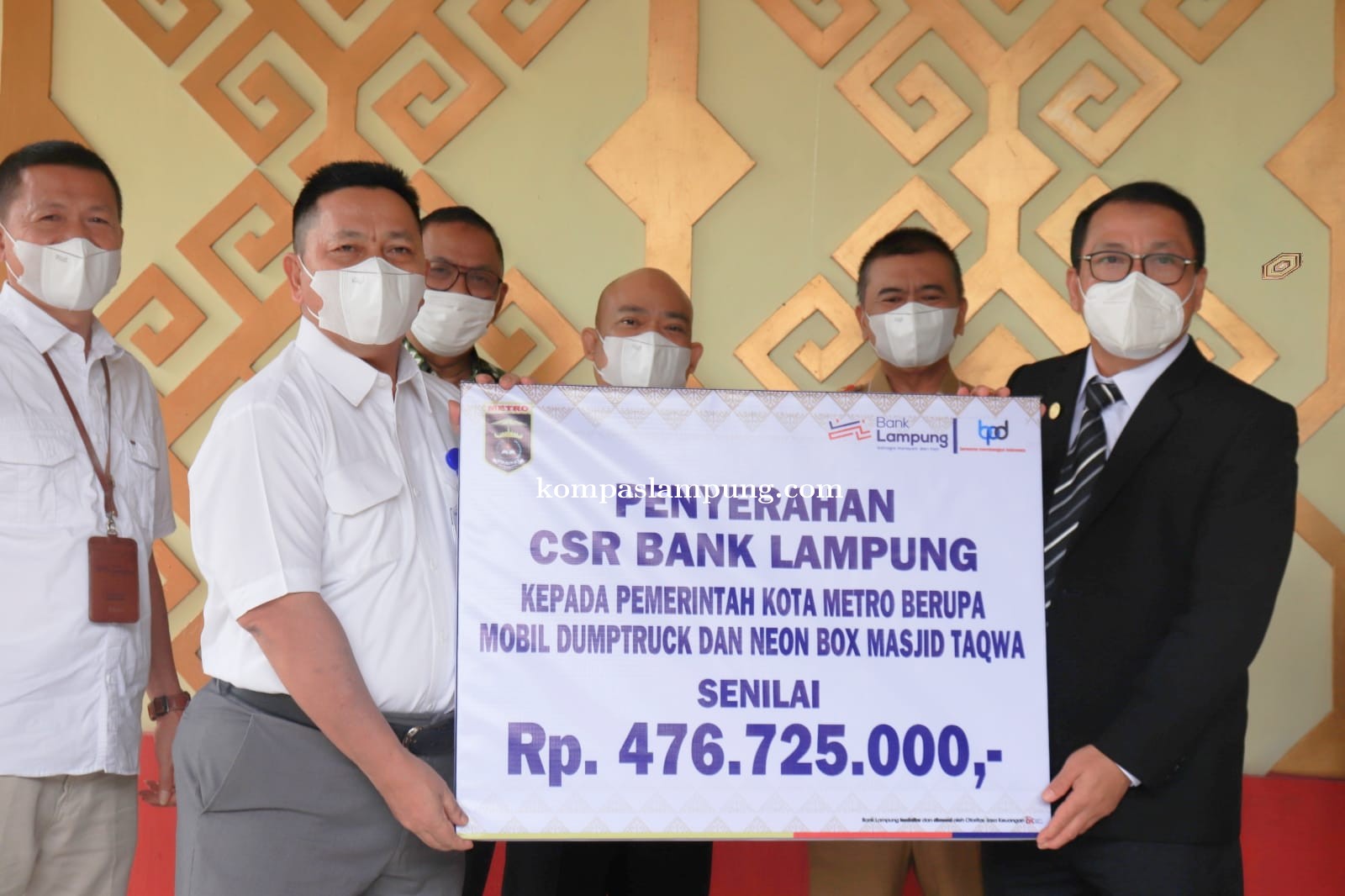 Pemkot Metro Terima Bantuan CSR Senilai Rp 476.725.000 Dari Bank Lampung